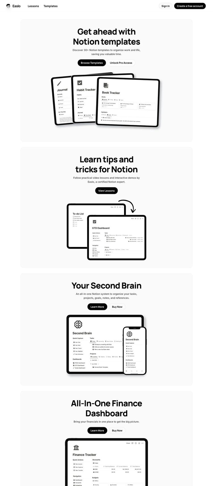 Screenshot 2 of Easlo (Example Framer Online Course Creator Website)