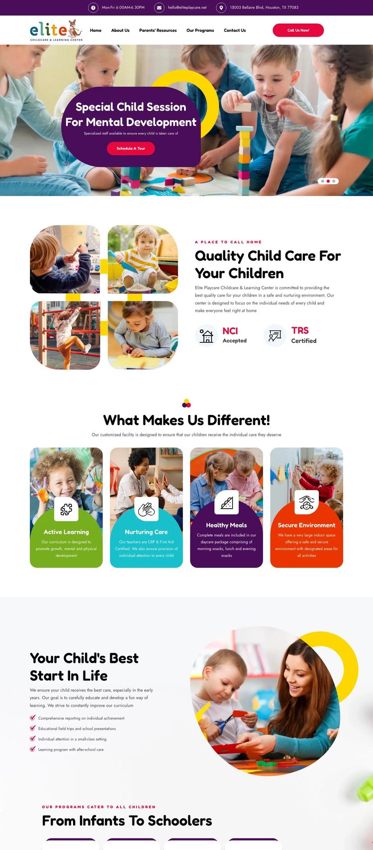 Screenshot 2 of Elite Playcare (Example WordPress Child Care Website)