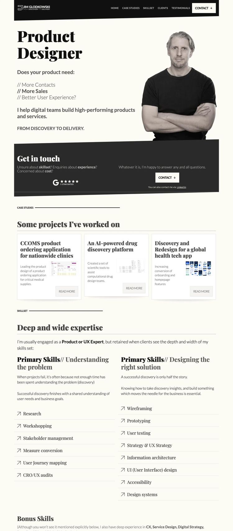 Screenshot 2 of jg-ux (Example Webflow Design Agency/Studio Website)