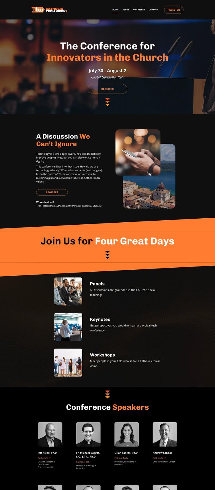 Screenshot 2 of Catholic Tech Week (Example undefined Conference Website)