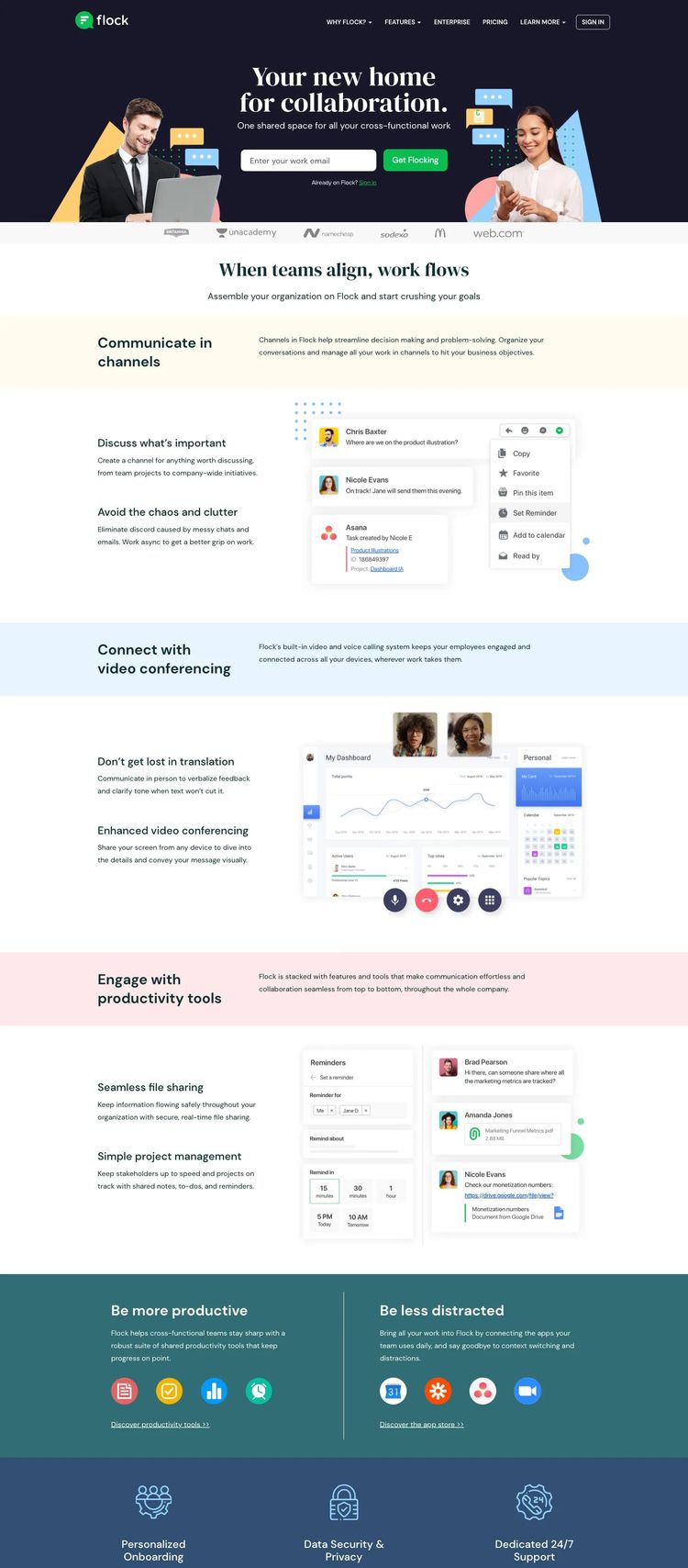 Screenshot 1 of Flock (Example HubSpot Software Development Website)