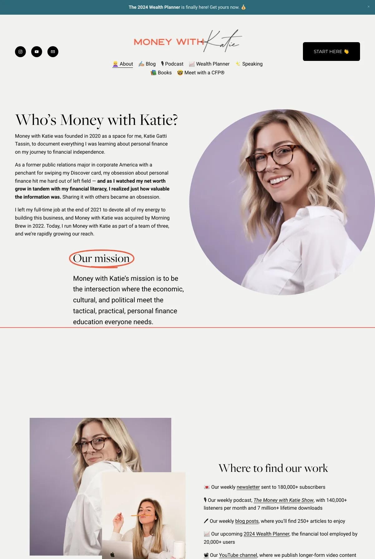 Screenshot 2 of Money With Katie (Example Squarespace Podcast Website)
