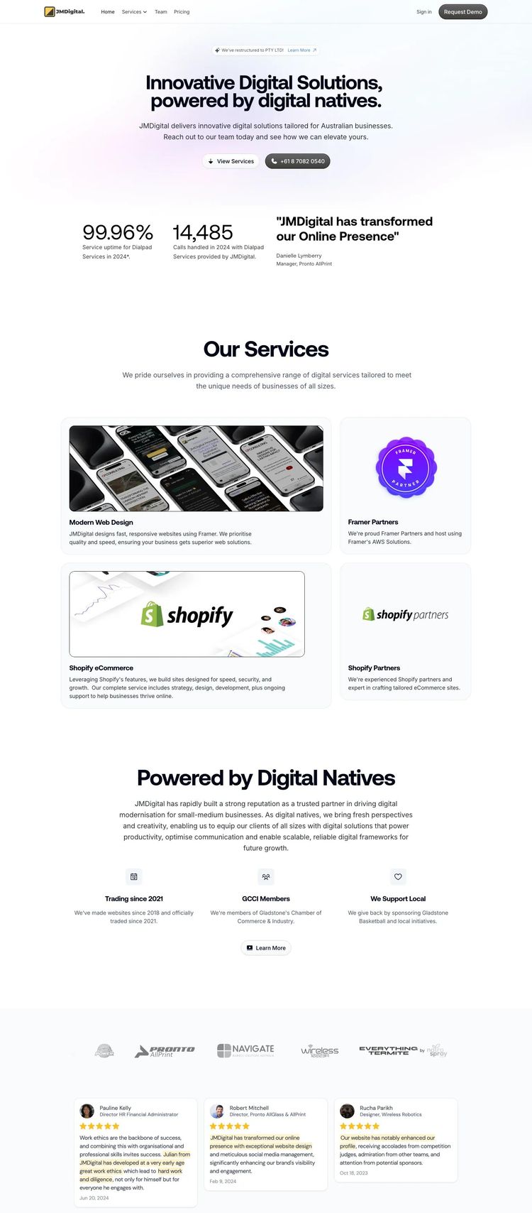 Screenshot 2 of JMDigital (Example Framer IT Services Website)