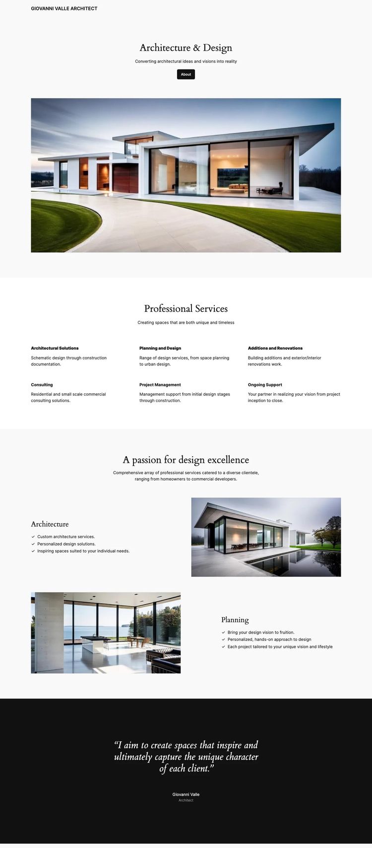 Screenshot 2 of Giovanni Valle Architect (Example undefined Architect Website)