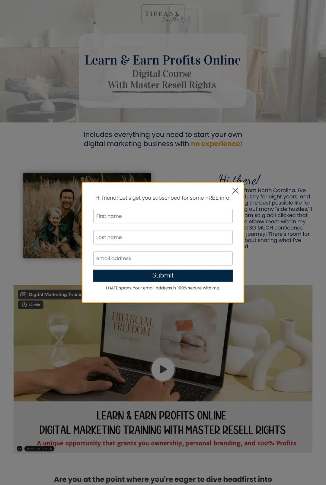 Screenshot 1 of Tiffany Riojas (Example Squarespace Insurance Agent Website)