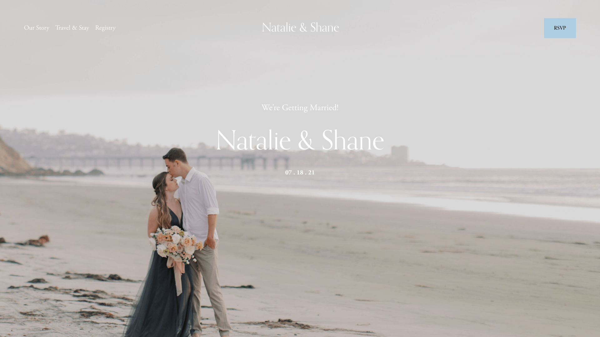 Screenshot of the Natalie & Shane website