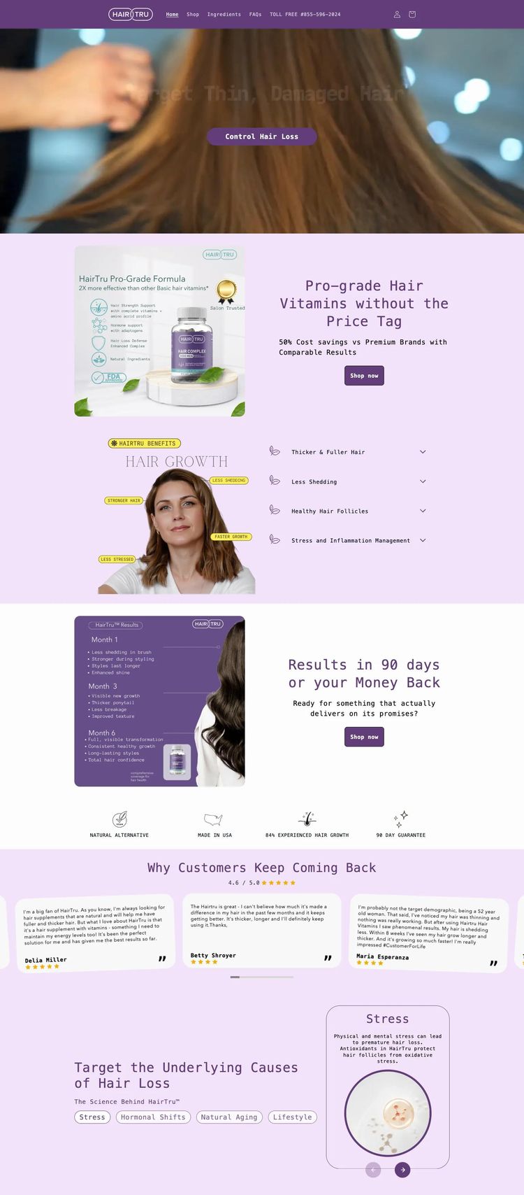 Screenshot 2 of HairTru (Example Shopify Beauty Products Website)