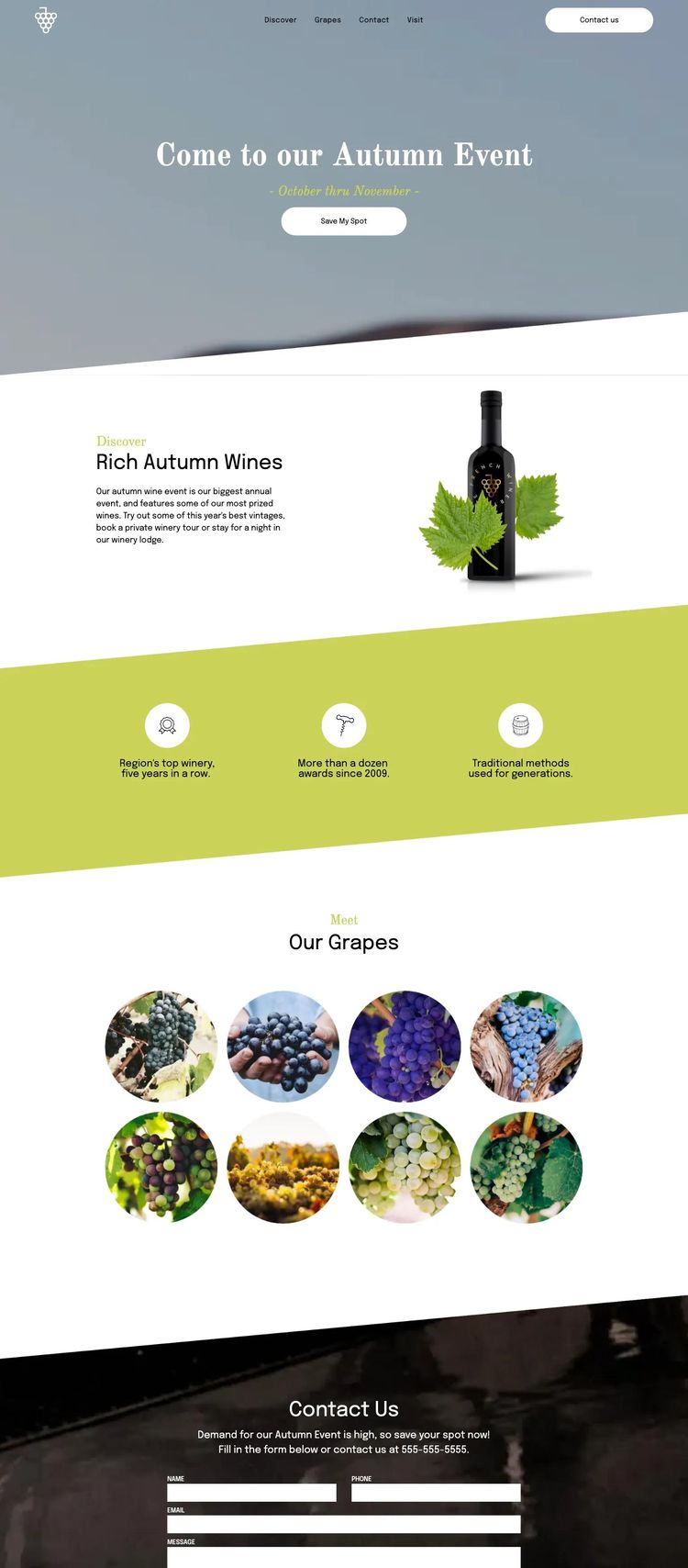 Screenshot 1 of Winery Landing Page Template