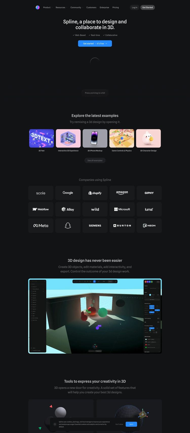 Screenshot 2 of Spline (Example Next.js Design Agency/Studio Website)