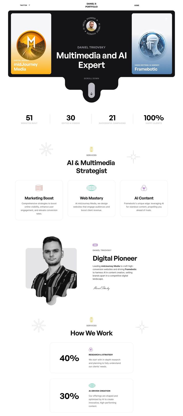 Screenshot 2 of Daniel Trkovsky (Example Framer Marketing Agency Website)