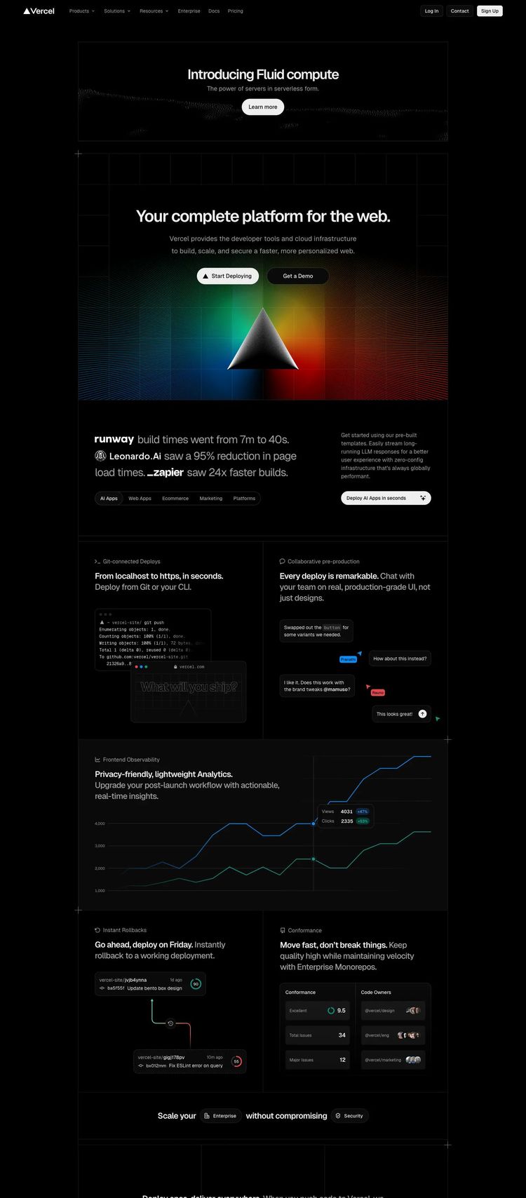 Screenshot 2 of Vercel (Example Next.js Developer Tools Website)