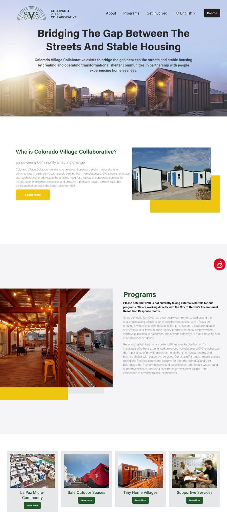 Screenshot 1 of Colorado Village Collaborative (Example Squarespace Nonprofit Organization Website)