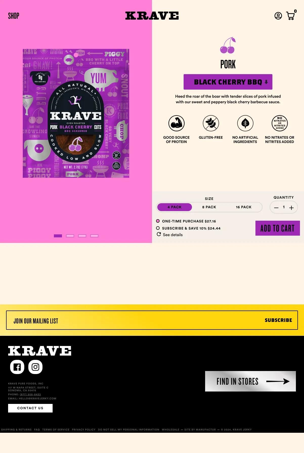 Screenshot 3 of KRAVE Jerky (Example Shopify Food and Beverage Website)