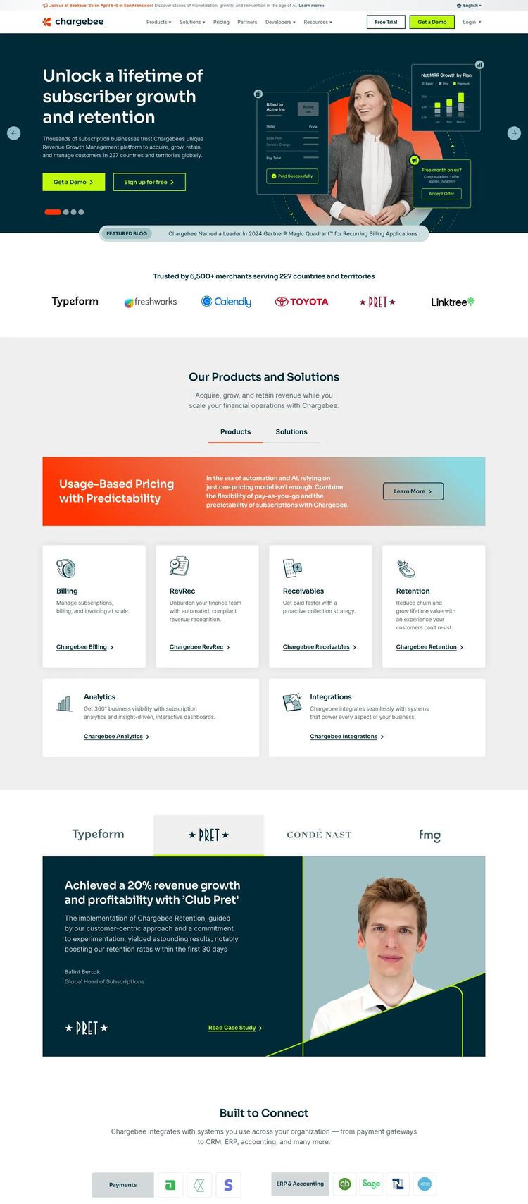Screenshot 2 of Chargebee (Example Squarespace Software Development Website)
