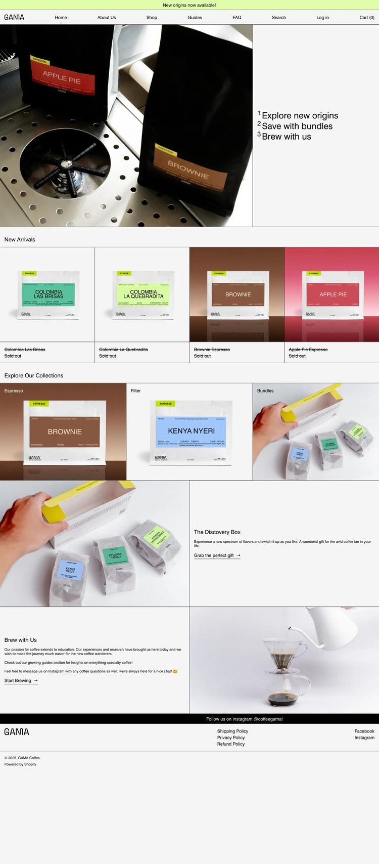 Screenshot 2 of GAMA Coffee (Example Shopify Coffee Shop/Café Website)