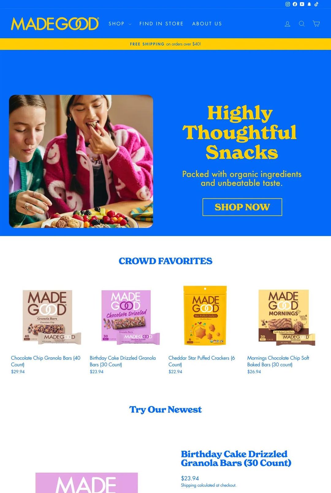 Screenshot 1 of MadeGood (Example Shopify Food and Beverage Website)