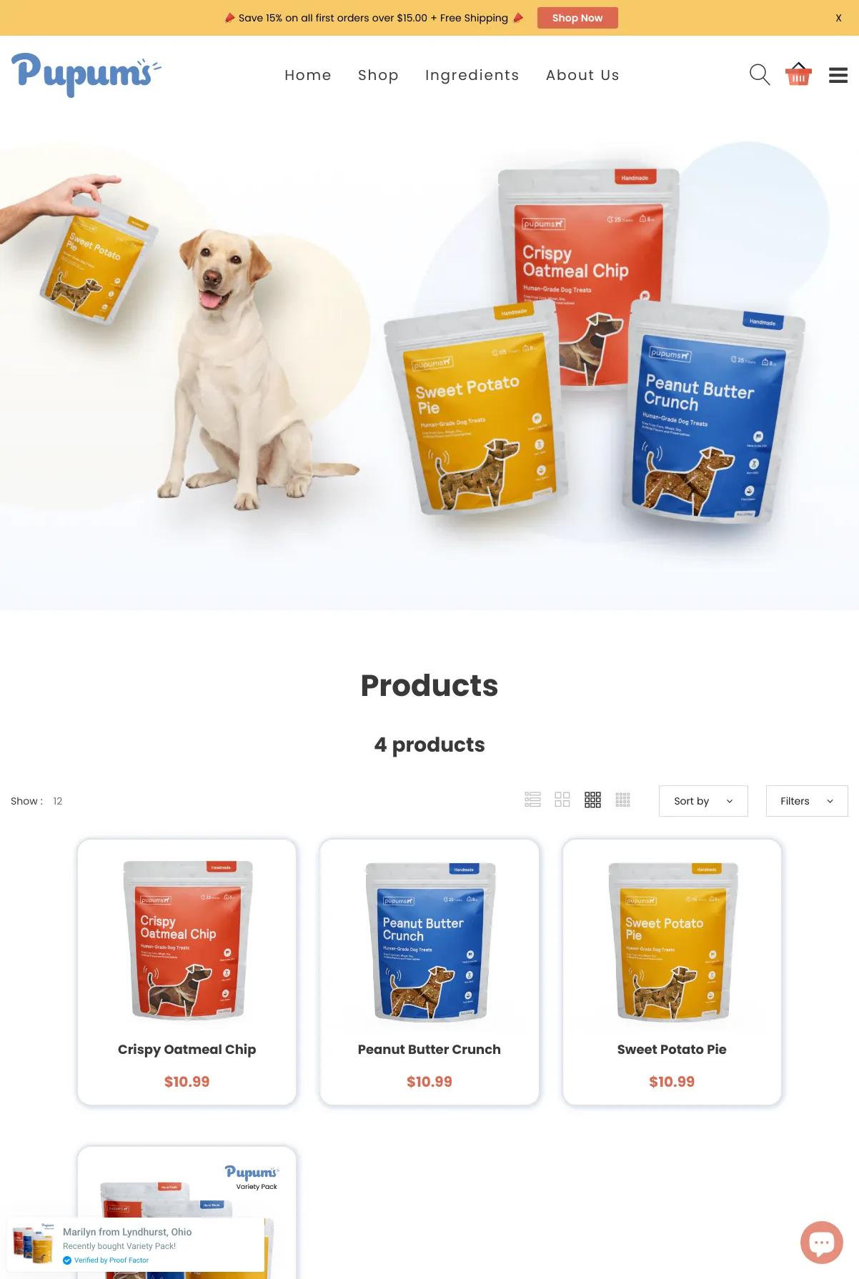Screenshot 2 of Pupums (Example Shopify Pet Website)