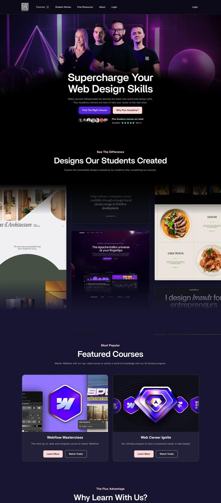Screenshot 2 of Flux Academy (Example Webflow Educational Institution Website)