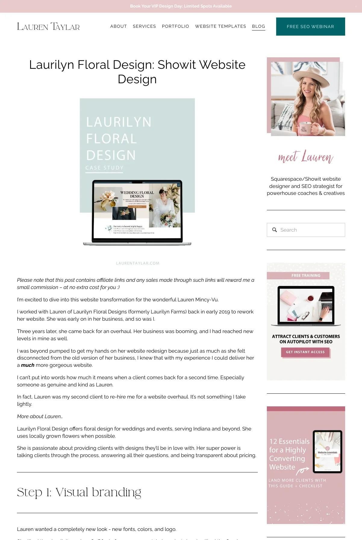 Screenshot 2 of Lauren Taylar (Example Squarespace Portfolio Website)