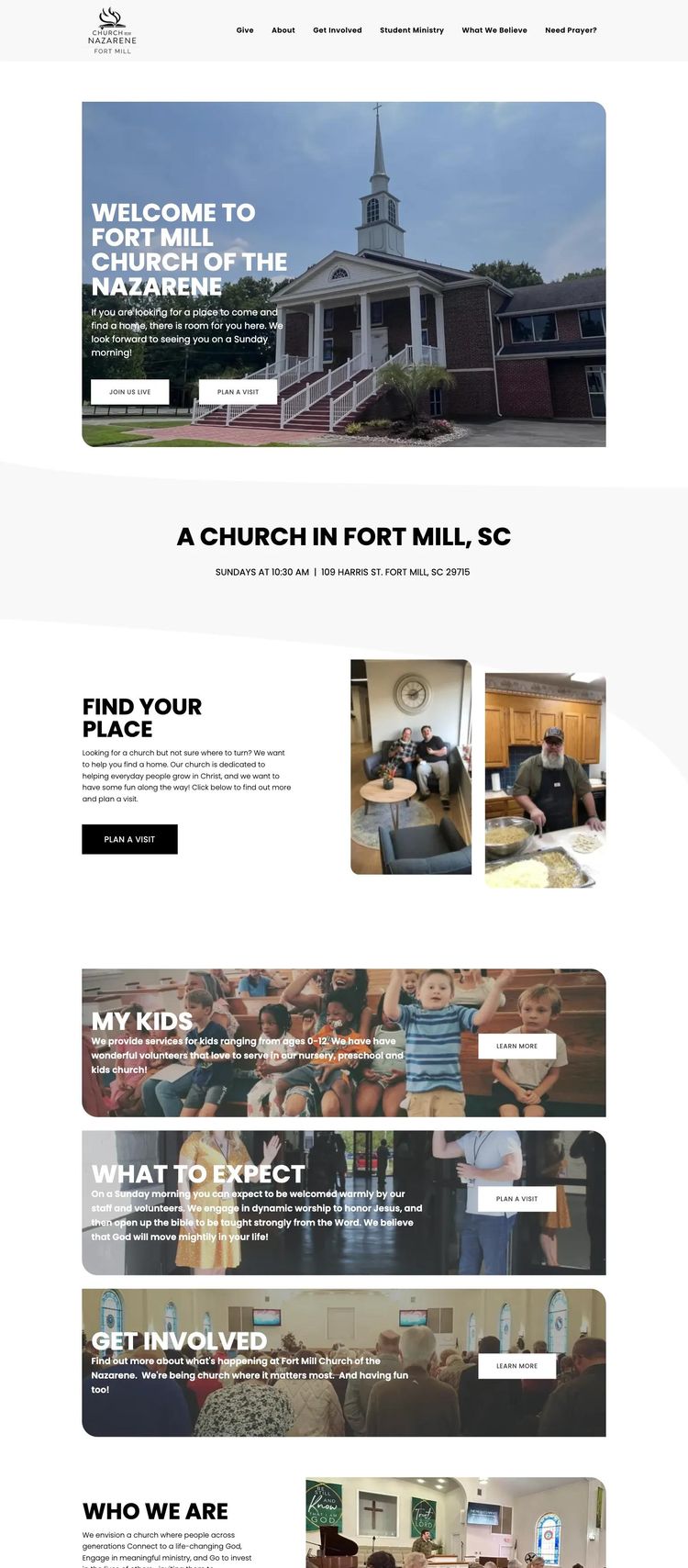 Screenshot 2 of Fort Mill Church of the Nazarene (Example undefined Church/Religious Organization Website)