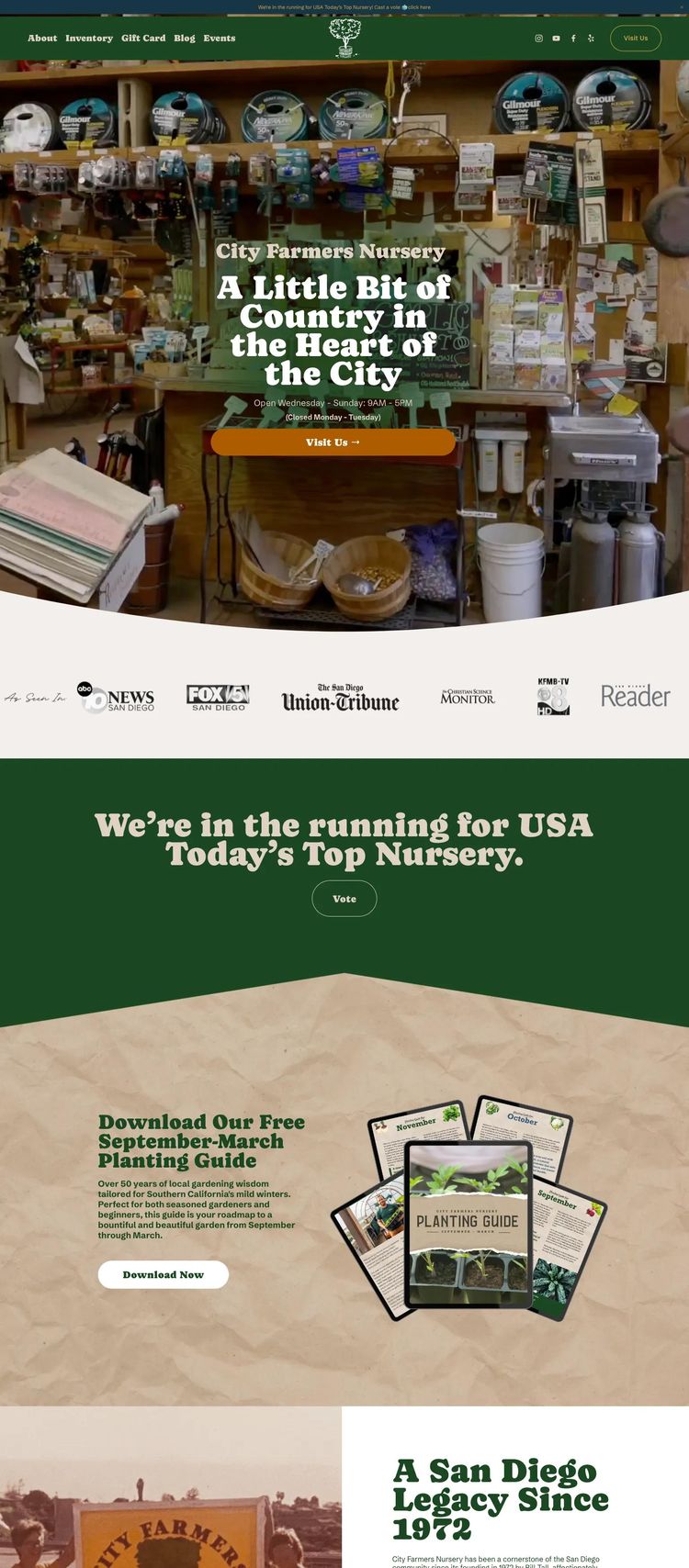 Screenshot 2 of City Farmers Nursery (Example Squarespace Agriculture Website)