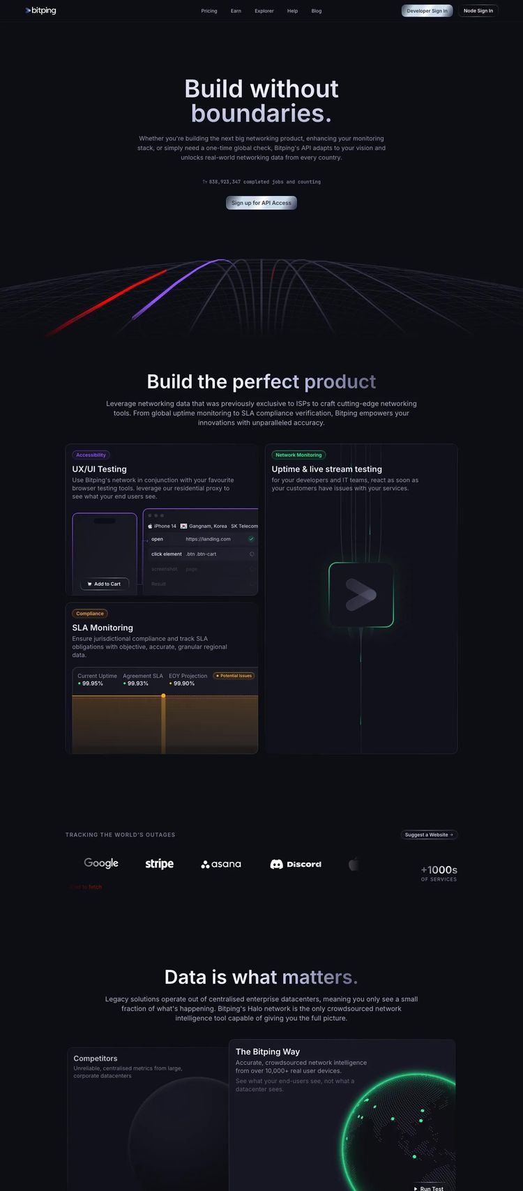 Screenshot 2 of Bitping (Example Astro Developer Tools Website)