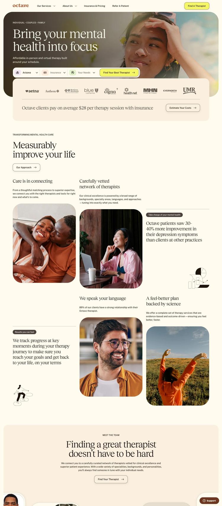 Screenshot 2 of Octave (Example Squarespace Mental Health Services Website)