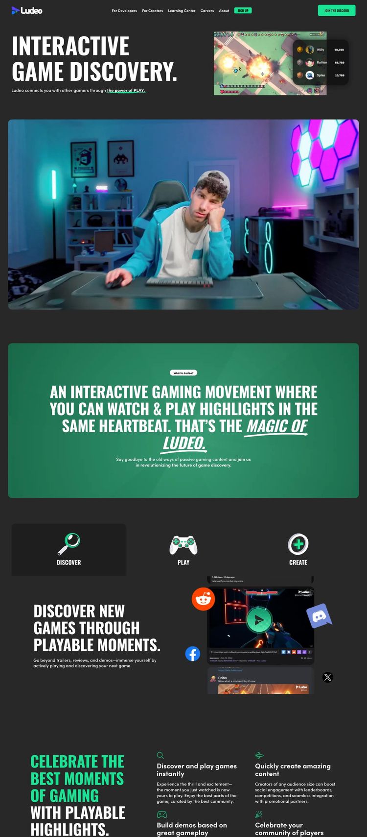 Screenshot 2 of Ludeo (Example Squarespace Gaming and Interactive Website)