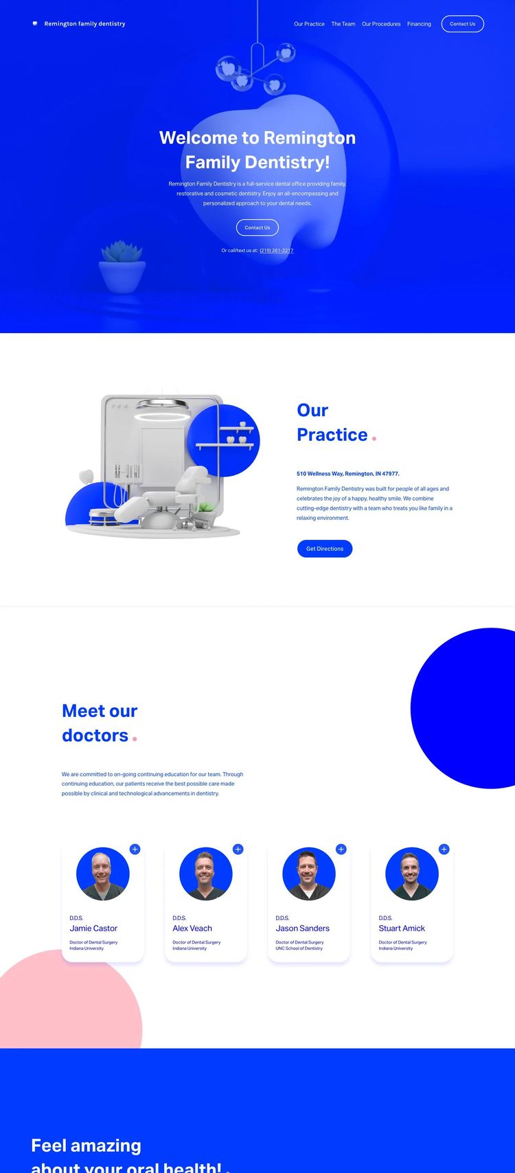 Screenshot 1 of Remington Family Dentistry (Example Squarespace Dentist Website)