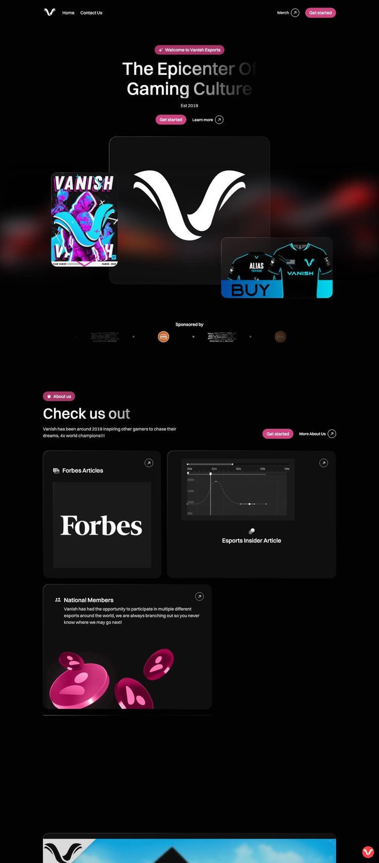 Screenshot 2 of Vanish Esports (Example Webflow Gaming and Interactive Website)