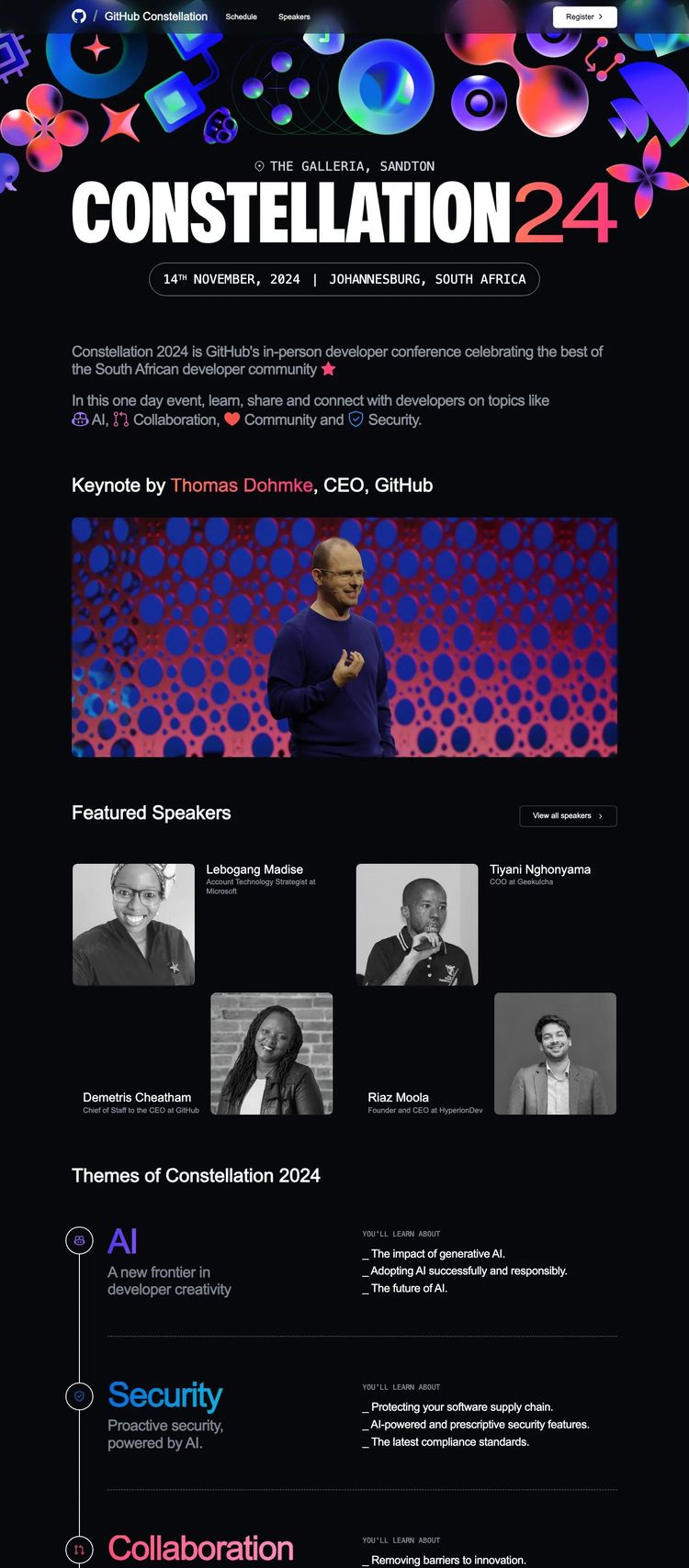 Screenshot 2 of GitHub (Example Next.js Conference Website)