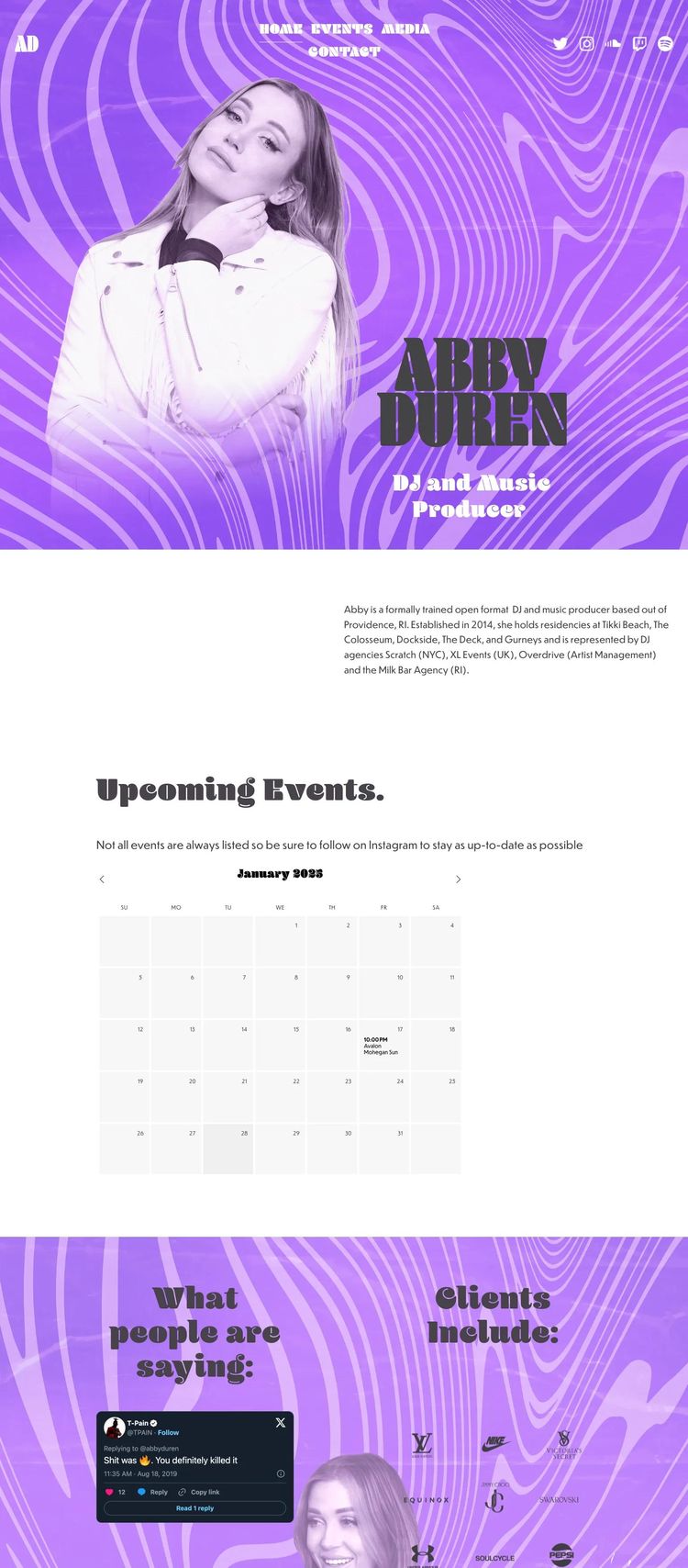 Screenshot 1 of DJ Abby Duren (Example Squarespace Music Producer Website)
