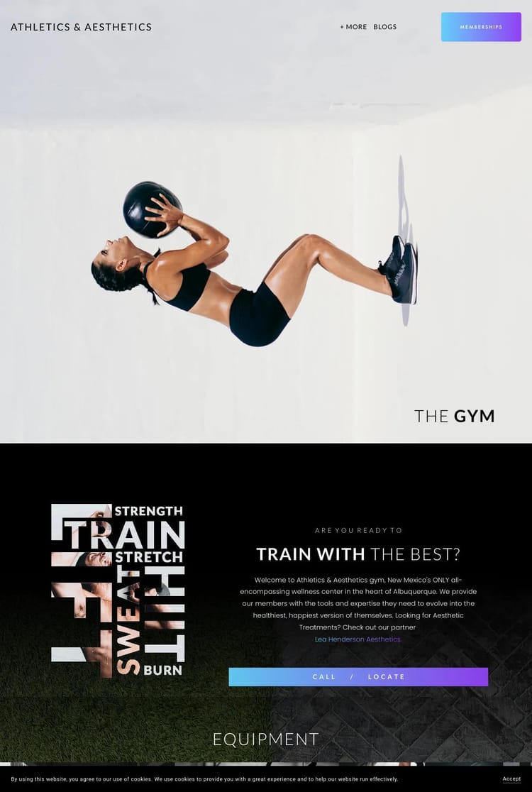 Screenshot 1 of Athletics & Aesthetics (Example Squarespace Fitness Website)