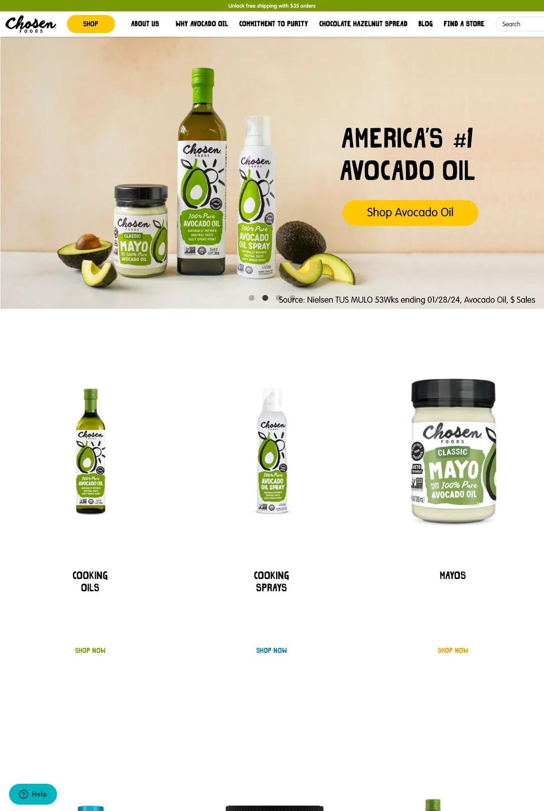 Screenshot 1 of Chosen Foods (Example Shopify Website)