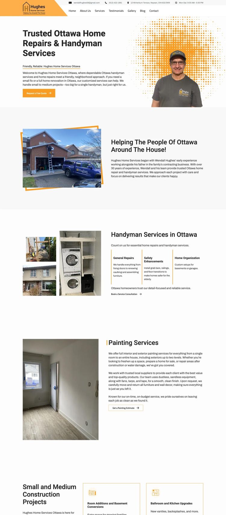 Screenshot 2 of Hughes Home Services Ottawa (Example undefined Handyman Website)