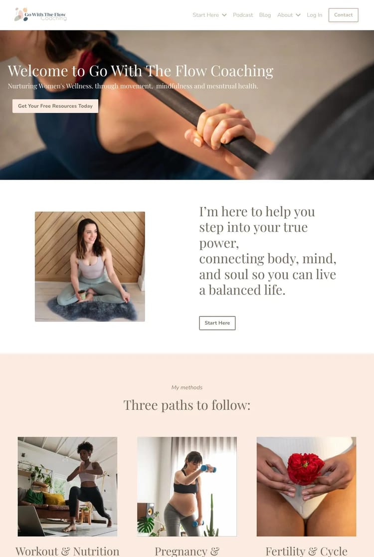 Screenshot 1 of Go With The Flow Coaching (Example Squarespace Coach Website)