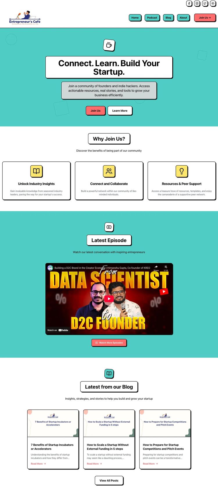Screenshot 2 of Entrepreneurs Cafe (Example Next.js Blog Website)