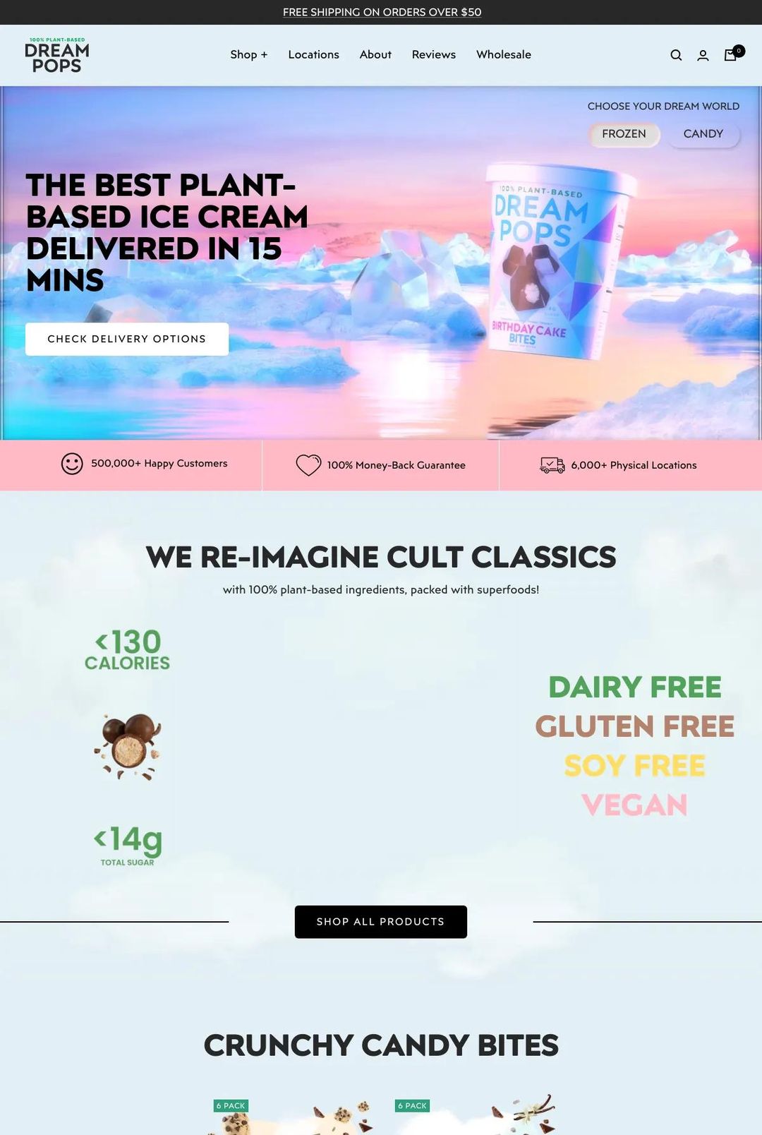 Screenshot 1 of Dream Pops (Example Shopify Food and Beverage Website)