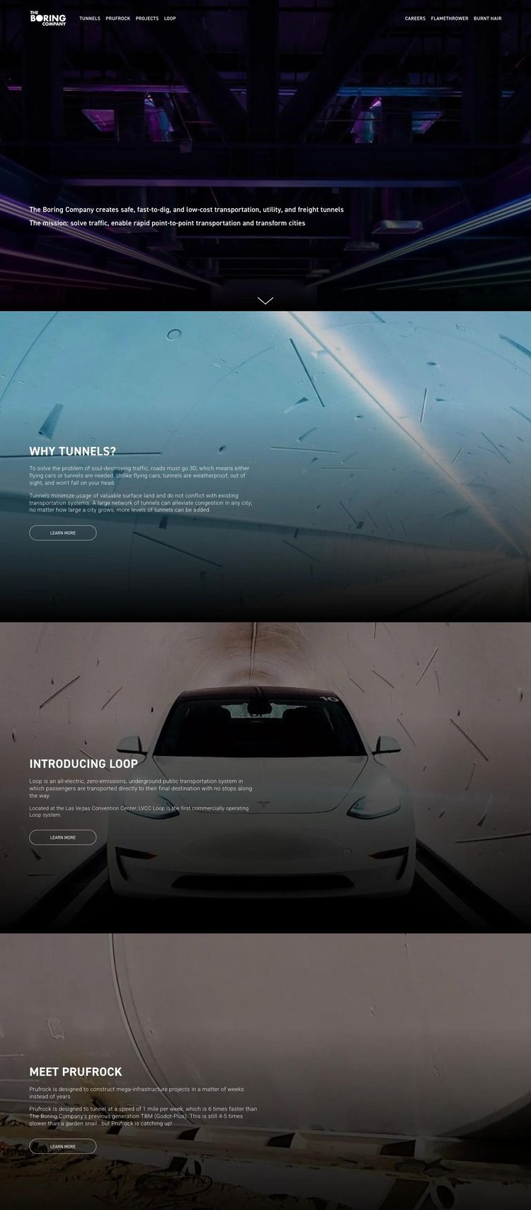 Screenshot 2 of The Boring Company (Example Squarespace Automotive Website)