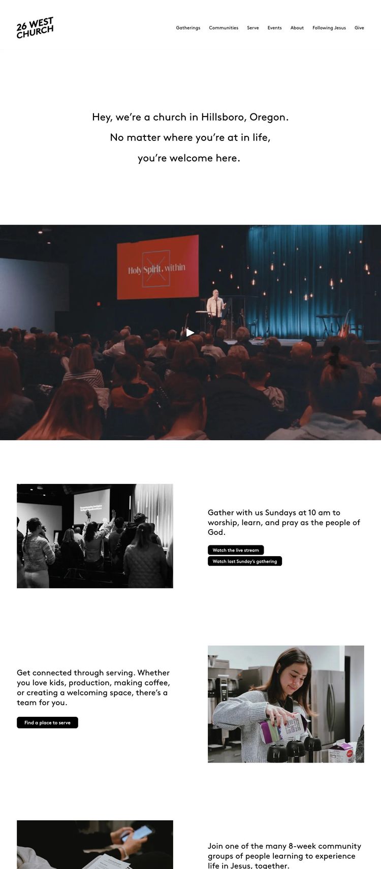 Screenshot 1 of 26 West Church (Example Squarespace Church/Religious Organization Website)