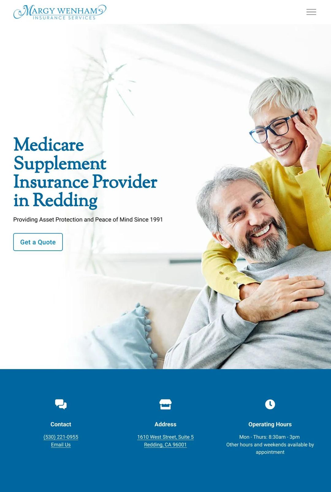 Screenshot 1 of Margy Wenham Insurance (Example Squarespace Insurance Agent Website)