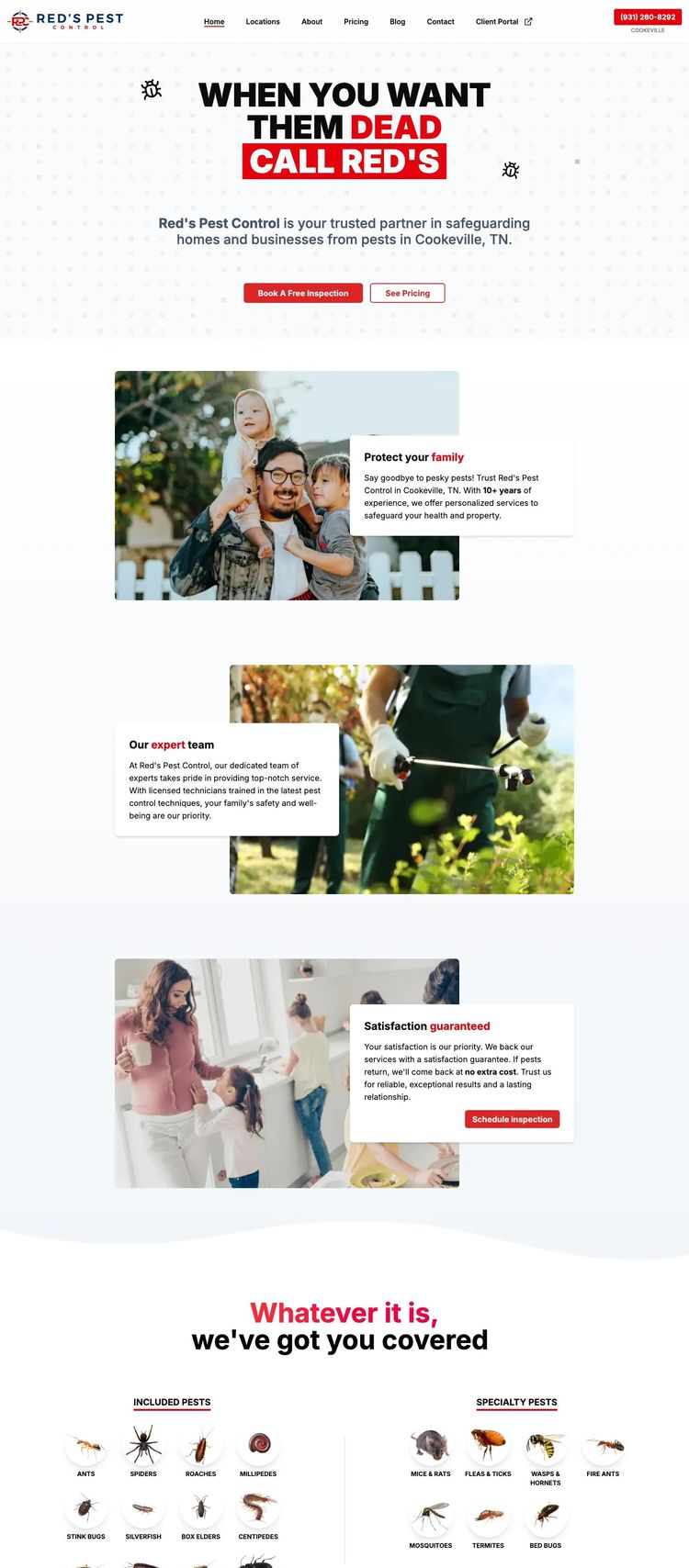 Screenshot 2 of Red's Pest Control (Example Next.js Pest Control Website)