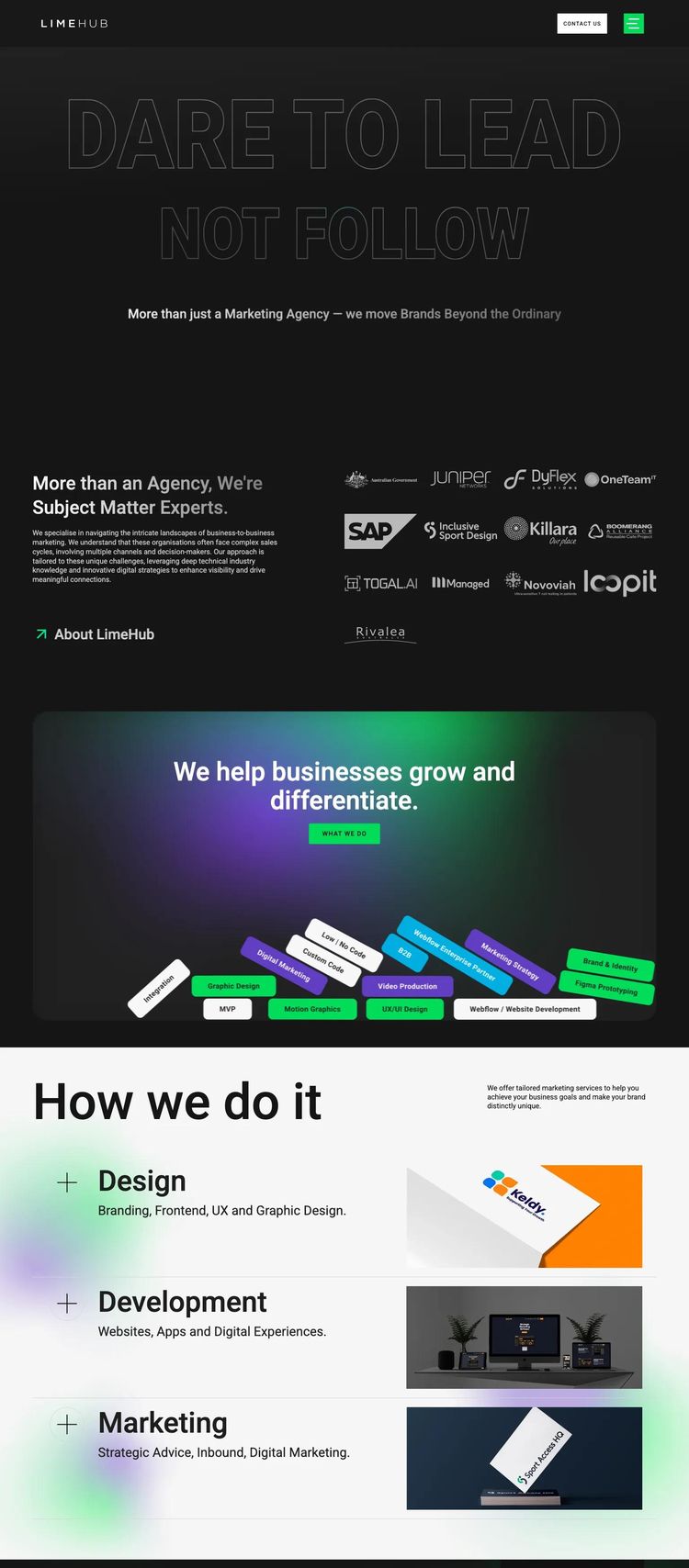 Screenshot 2 of LimeHub (Example Webflow Marketing Agency Website)