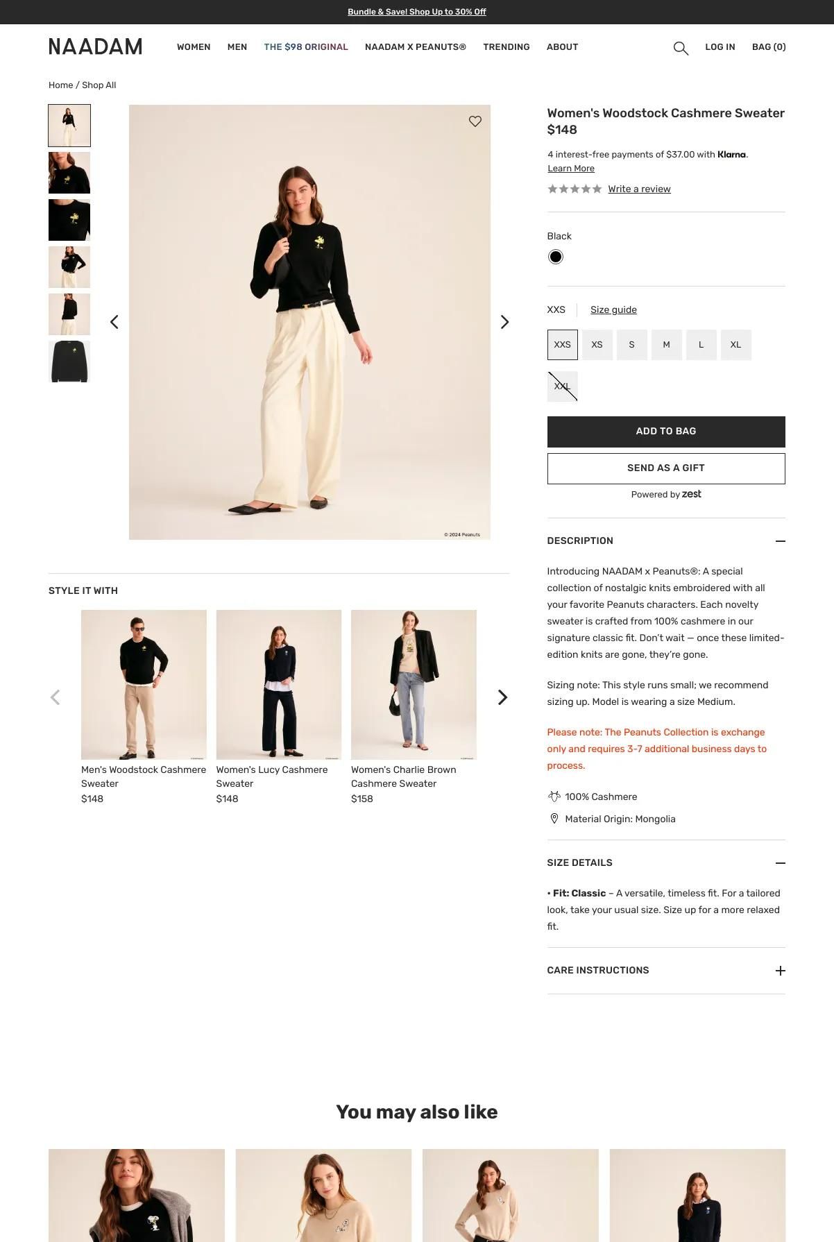 Screenshot 3 of NAADAM (Example Shopify Clothing Website)