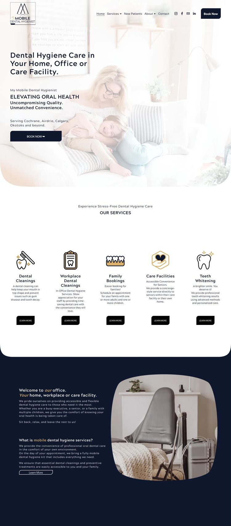 Screenshot 2 of My Mobile Dental Hygienist (Example Squarespace Health and Wellness Website)