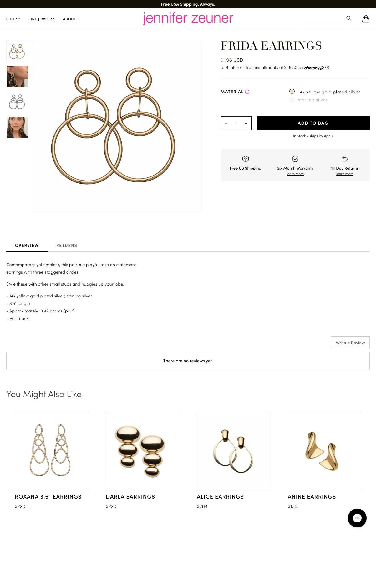 Screenshot 3 of Jennifer Zeuner (Example Shopify Jewelry Website)