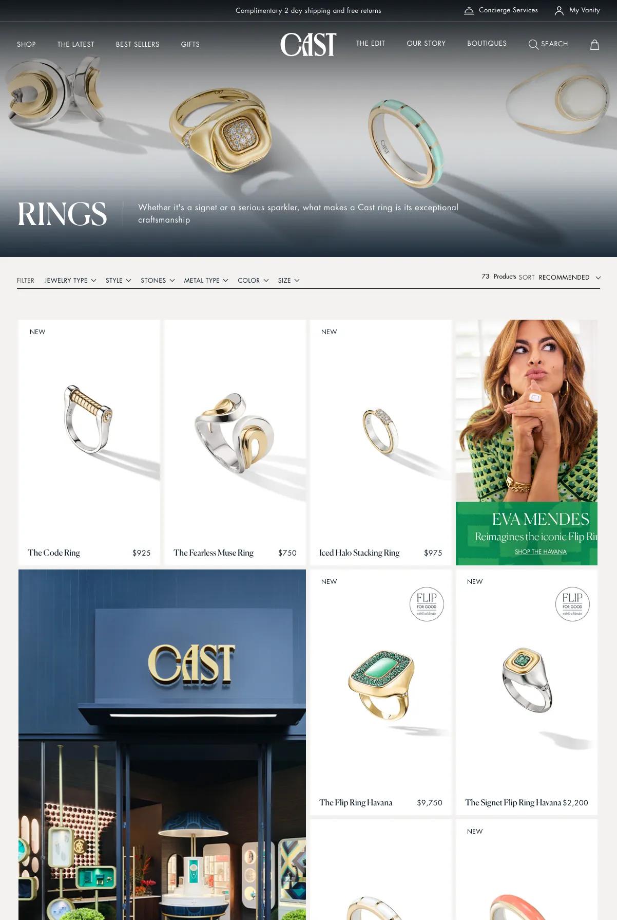 Screenshot 2 of Cast Jewelry (Example Shopify Jewelry Website)