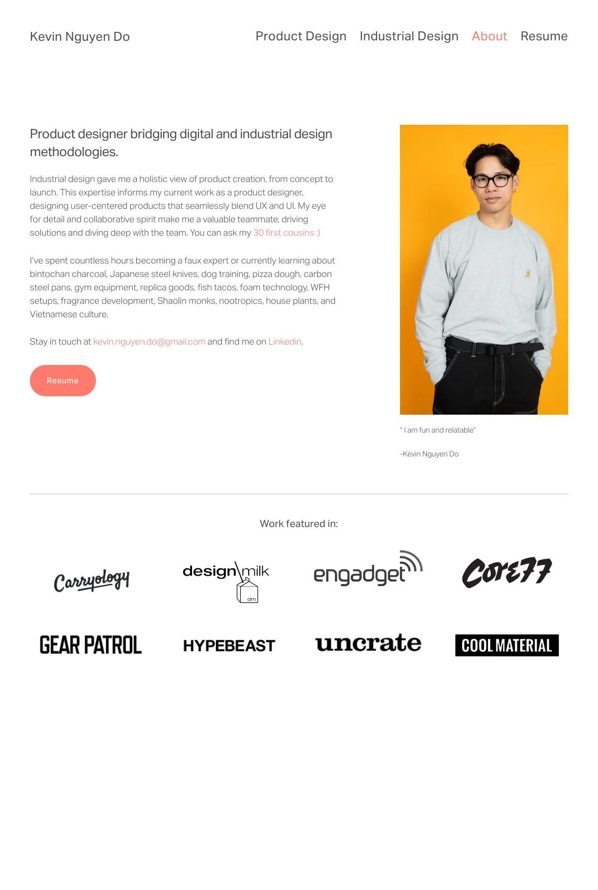 Screenshot 3 of Kevin Nguyen Do (Example Squarespace Resume Website)