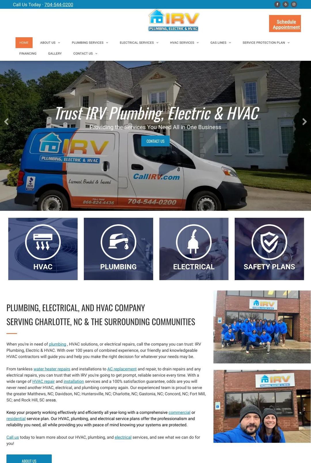 Screenshot 1 of IRV Plumbing, Electric & HVAC (Example Duda HVAC Website)