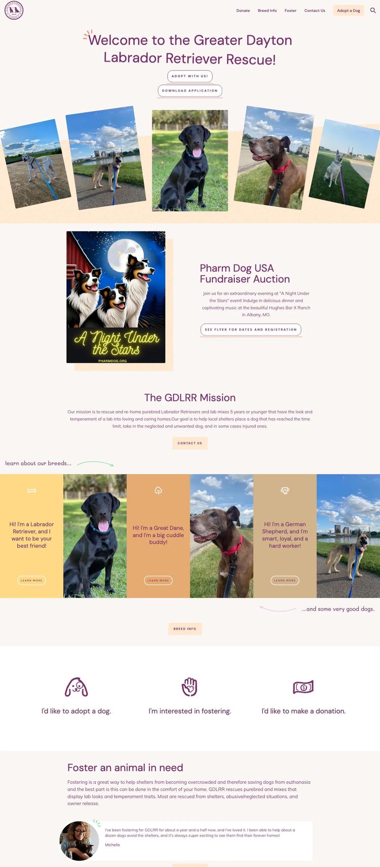 Screenshot 2 of Greater Dayton Labrador Retriever Rescue (Example Webflow Nonprofit Organization Website)